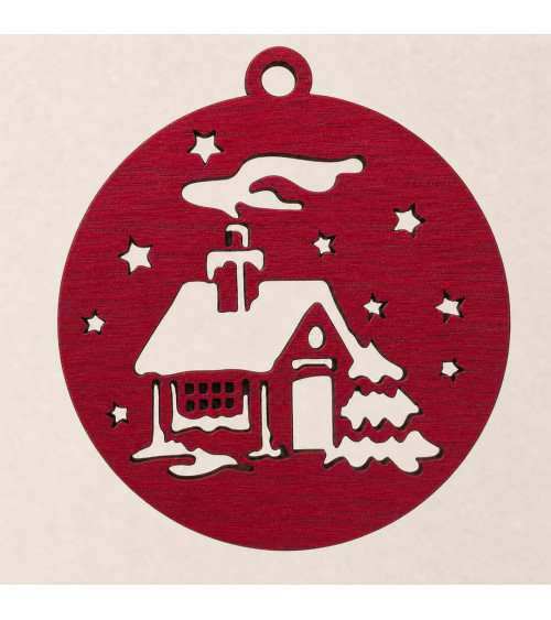 Boule de noël maison rouge