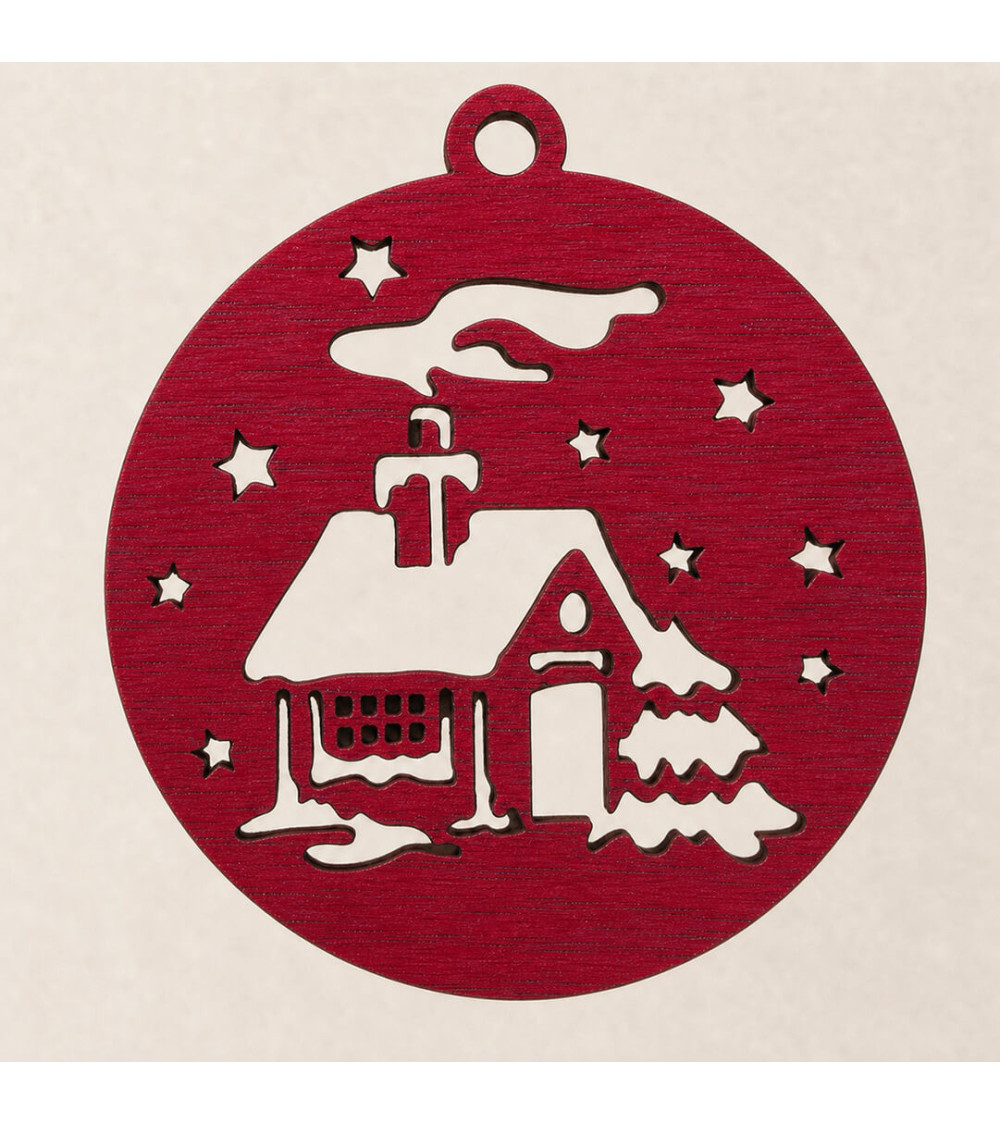 Boule de noël maison rouge