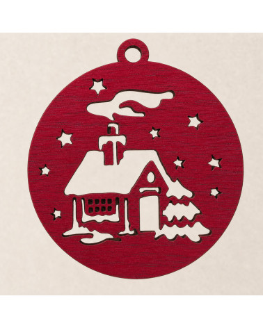 Boule de noël maison rouge