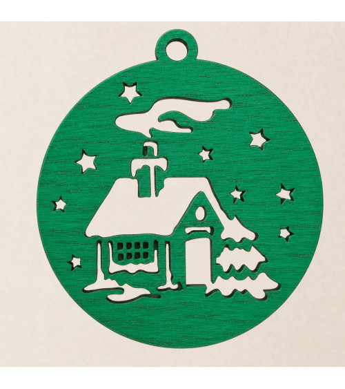 Boule de noël maison verte