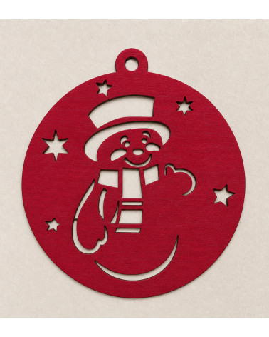 Boule de noël bonhomme de neige rouge