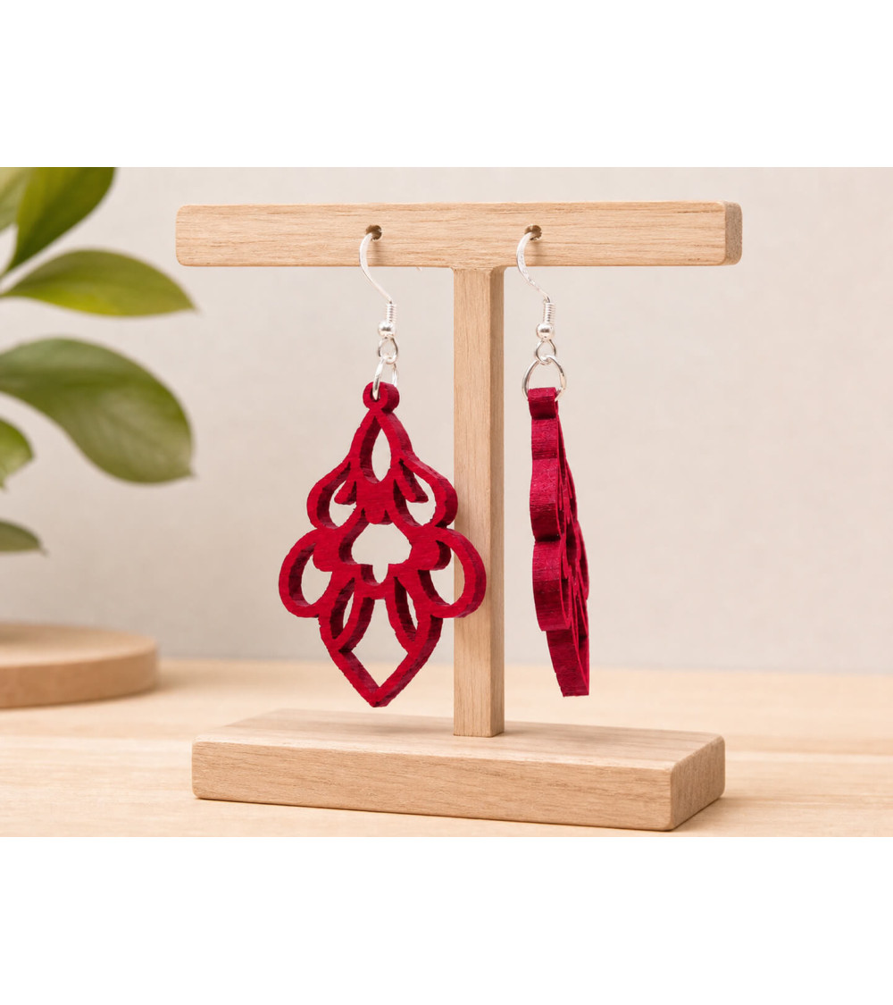 Boucles d'oreilles en bois Paisley