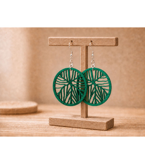 Boucles d'oreilles modèle toile vert