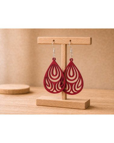 Boucles d'oreilles modèle goutte florale rouge